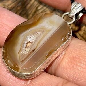 Small Drusy Solar Quartz Agate Pendant 1 7/8”